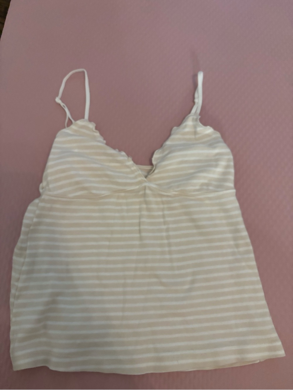 Brandy Melville Cream & White Striped Spaghetti Strap Tank
